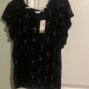 Apt. 9 Black Top with Floral Accents